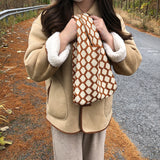 Plaid Knitting Women Shoulder Bag Hollow Out Shpping Bag Female Handbag