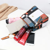 Plaid Women Backpack Set Leather Shoulder Bags Travel Back Bag