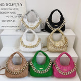 Small Shoulder Bag Women Crossbody Thick Chain Hobo Tote