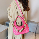 Small Shoulder Bag Women Crossbody Thick Chain Hobo Tote