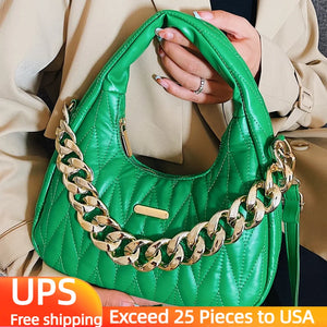 Small Shoulder Bag Women Crossbody Thick Chain Hobo Tote