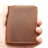 Minimalist Trifold Leather Men Wallet Crazy Horse Real Leather