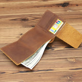 Minimalist Trifold Leather Men Wallet Crazy Horse Real Leather