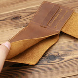 Minimalist Trifold Leather Men Wallet Crazy Horse Real Leather