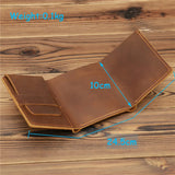 Minimalist Trifold Leather Men Wallet Crazy Horse Real Leather