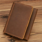 Minimalist Trifold Leather Men Wallet Crazy Horse Real Leather