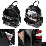 Rivet Leather Women Backpacks Solid Female Shoulder Bags School Bookbags