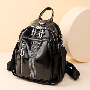 Rivet Leather Women Backpacks Solid Female Shoulder Bags School Bookbags