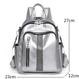 Rivet Leather Women Backpacks Solid Female Shoulder Bags School Bookbags