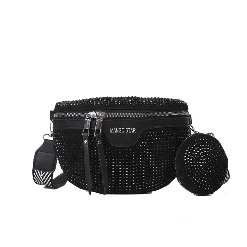 Rivet Waist bags for Women Chain Fanny Pack Belt Bag Chest Bag