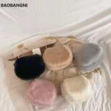 Winter Plush Bags for Women Handbags Ladies Warm Fur Chain Shoulder Bag