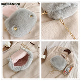 Winter Plush Bags for Women Handbags Ladies Warm Fur Chain Shoulder Bag