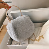 Winter Plush Bags for Women Handbags Ladies Warm Fur Chain Shoulder Bag