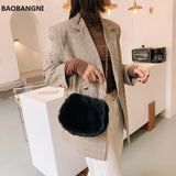 Winter Plush Bags for Women Handbags Ladies Warm Fur Chain Shoulder Bag