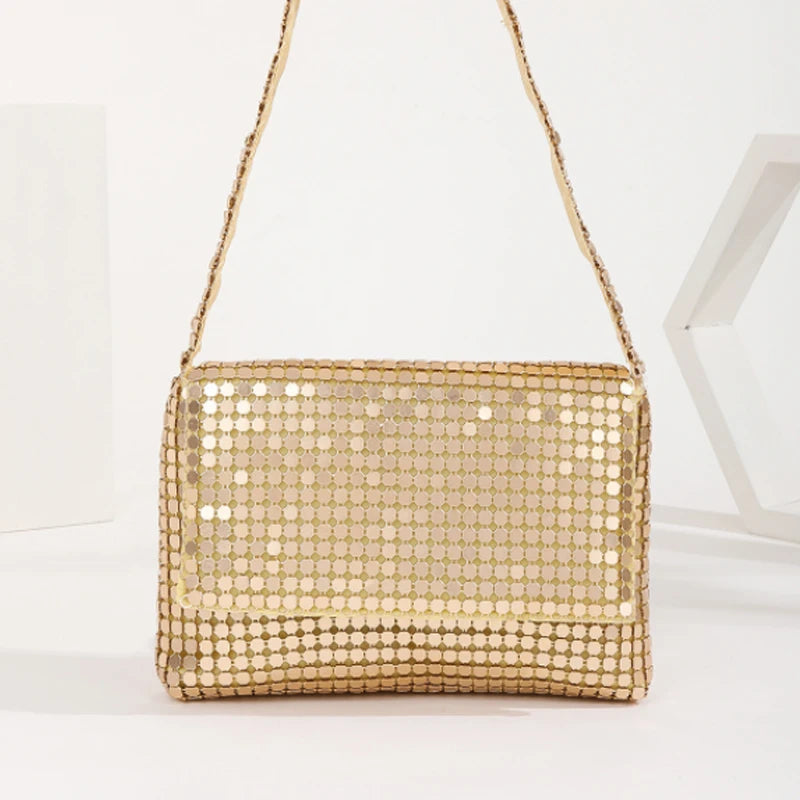 Sequin Dinner Bag Banquet Meeting Shoulder Metal Messenger Evening Bag