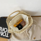 Straw Rattan Bag Women Summer Round Beach Handbag