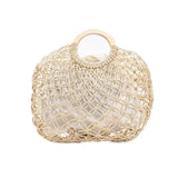 Straw Rattan Bag Women Summer Round Beach Handbag