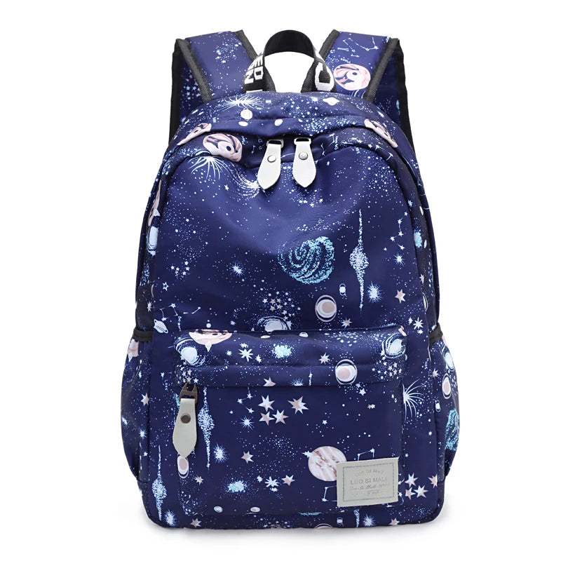 Universe Star Pattern Women's Backpack High Oxford Cloth School Bag