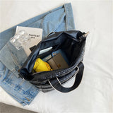 Padded Crossbody Shoulder Bag Down Fabric Winter Tote