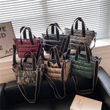 Padded Crossbody Shoulder Bag Down Fabric Winter Tote