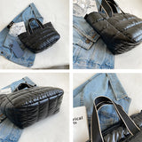Padded Crossbody Shoulder Bag Down Fabric Winter Tote