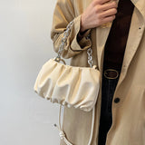 Women's High PU Leather Handbag with Acrylic Chain Zipper