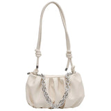 Women's High PU Leather Handbag with Acrylic Chain Zipper