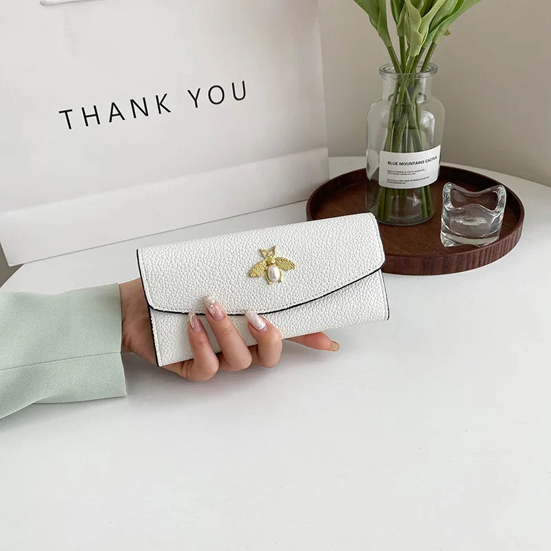 Long Ultra-Thin Wallet Female Honeybee Large Capacity Clutch Wallet