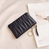Zipper Organizer Short Purse Mini Money Bag Sheepskin
