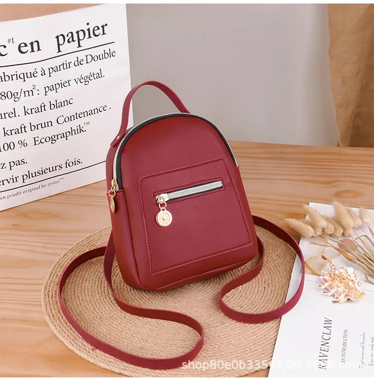 Mini Soft Leather Women Backpack - Small Bagpack Satchel Shoulder Bag