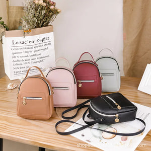 Women Mini Leather Backpack Small Bagpack Satchel Shoulder Bag