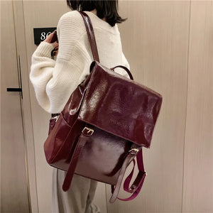 Women's PU Leather Travel Backpack for Teenage Girls