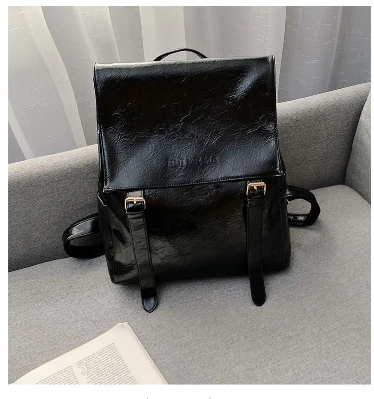 Women's PU Leather Travel Backpack for Teenage Girls