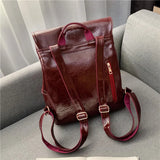Women's PU Leather Travel Backpack for Teenage Girls