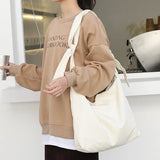 Solid Canvas Tote Shoulder Bag Women's Crossbody Bag