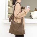 Solid Canvas Tote Shoulder Bag Women's Crossbody Bag