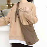 Solid Canvas Tote Shoulder Bag Women's Crossbody Bag