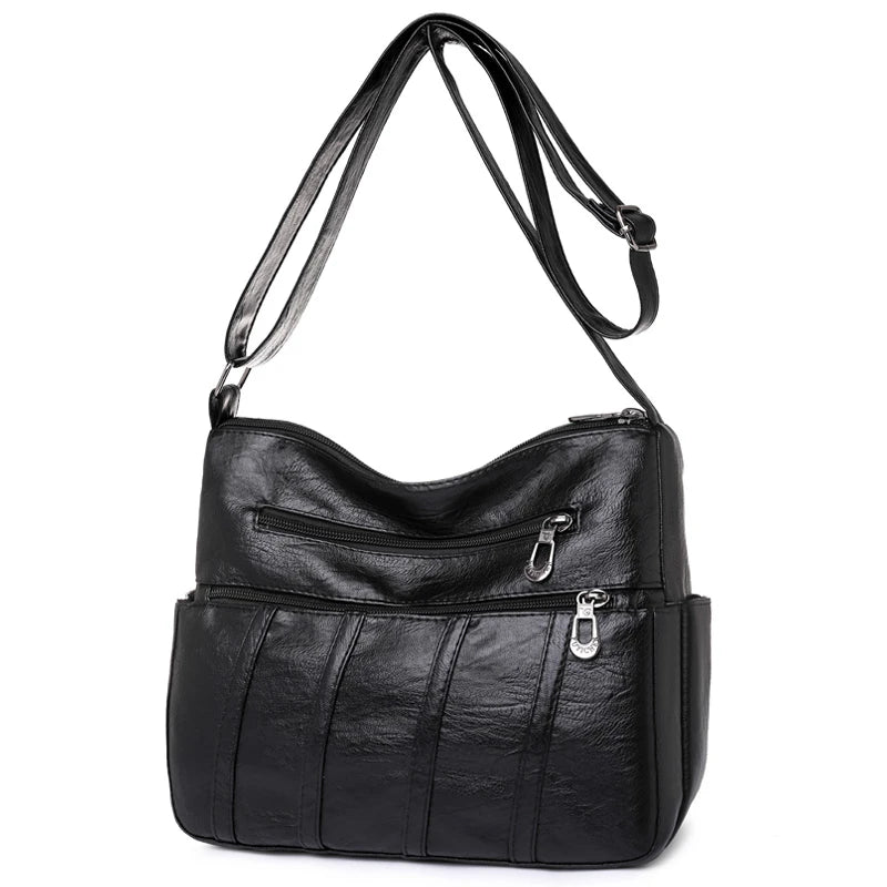 Vintage Leather Crossbody Bag Brown Shoulder Messenger Bag