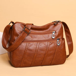 Vintage Leather Crossbody Bag Brown Shoulder Messenger Bag
