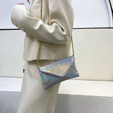 Women Envelop Clutch Handbag Purse PU Leather Chain Shoulder Crossbody Bag