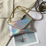 Women Envelop Clutch Handbag Purse PU Leather Chain Shoulder Crossbody Bag