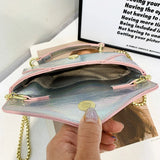 Women Envelop Clutch Handbag Purse PU Leather Chain Shoulder Crossbody Bag