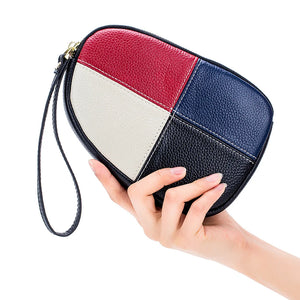 Women Leather Clutches Plaid Red Phone Bag Ladies Zipper Clutch Wallet