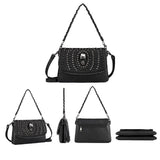 Women Shoulder Bag Crossbody Bag Punk Stud Skull Handbag Purse