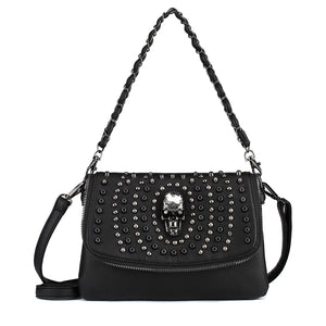 Women Shoulder Bag Crossbody Bag Punk Stud Skull Handbag Purse