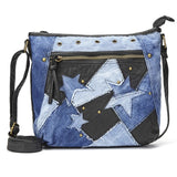 Women Shoulder Bag Crossbody Bag Pu Leather Handbag Purse Star Patchwork