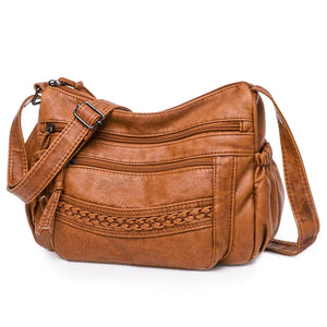 Vintage Brown Leather Shoulder Bag Crossbody Purse