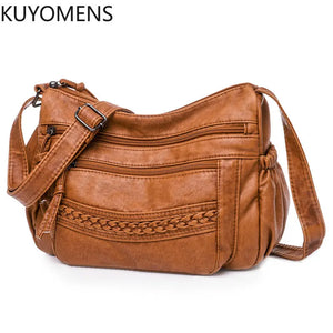 Vintage Brown Leather Shoulder Bag Crossbody Purse