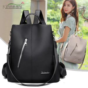 Anti-theft Women's Backpack with Diagonal Zipper