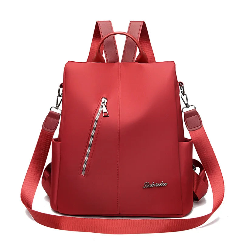 Anti-theft Women's Backpack with Diagonal Zipper
